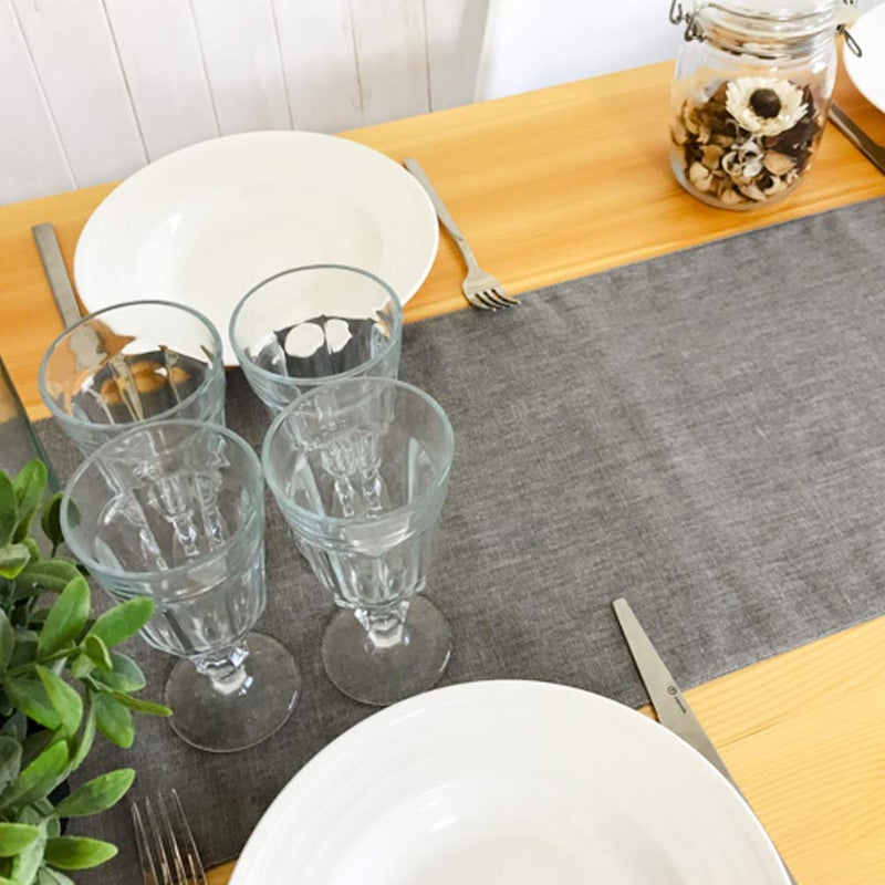 Fowecelt Gray Burlap Table Runner Natural Imitated Linen 14 x 108 Inch for Party Wedding Baby Shower Decorations Dining Farmhouse Outdoor Picnics Table, Handwoven Table Runners - Image 5